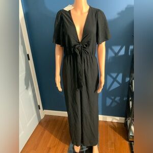 See You Monday Black Maxi Dress with Bow Detail